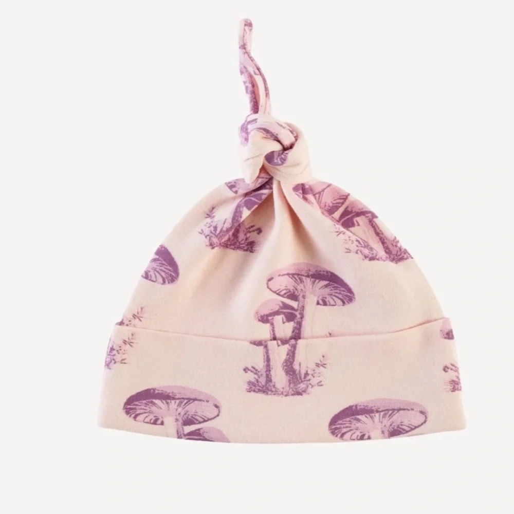 Kate Quinn knot hat | mauve mushroom | organic cotton interlock - 12-18m, NWT